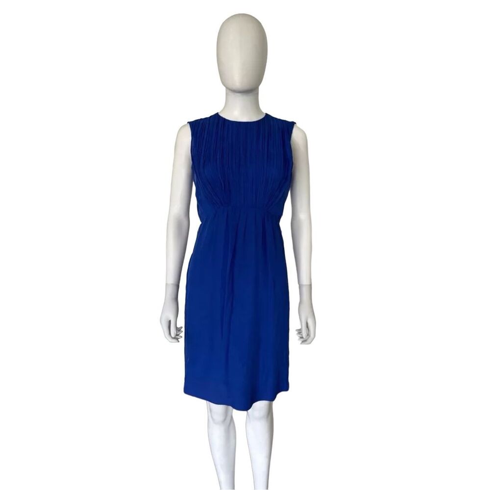 BALENCIAGA Blue Silk Vintage Knee Length Sleeveless Dress Size Small 2010 - Picture 10 of 13